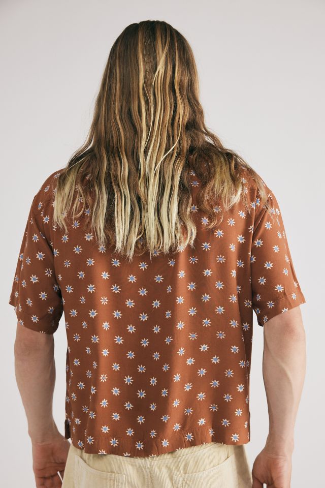 UO Jamie Rayon Short Sleeve Cropped Button-Down Shirt #2