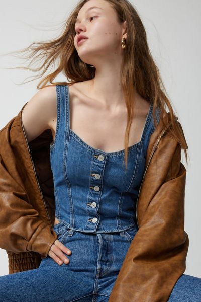 Levi's Alani Denim Corset Top In Blue, Women's At Urban Outfitters