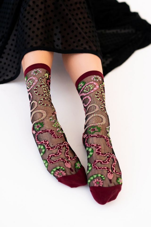 Sock Candy Serpentine Floral Black Sheer Sock #1