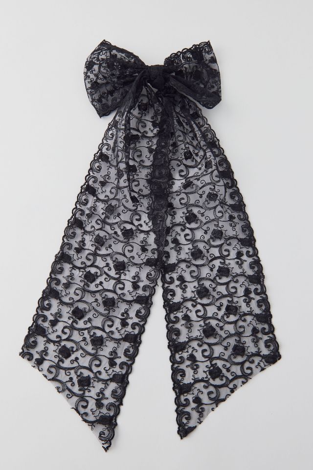 Statement Long Lace Hair Bow Barrette #1