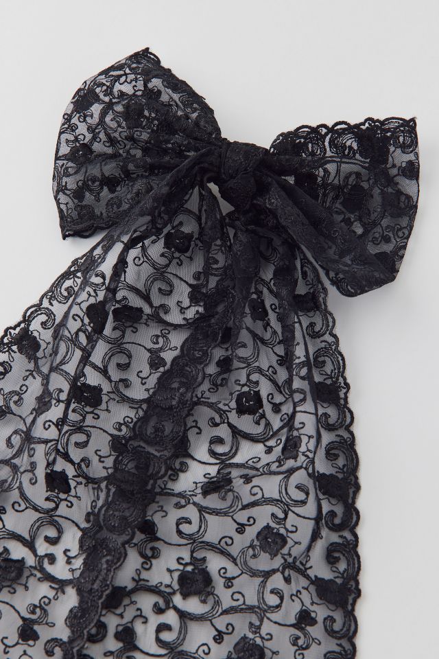 Statement Long Lace Hair Bow Barrette #2