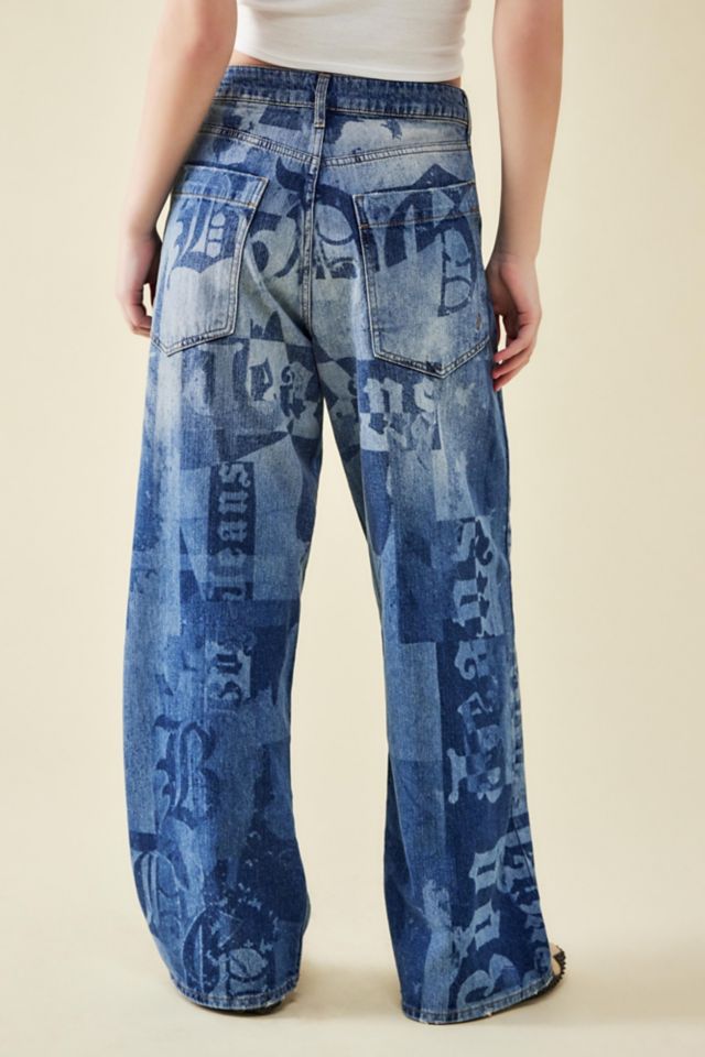 BDG Laser Print Mid-Wash Jaya Baggy Jean | Urban Outfitters