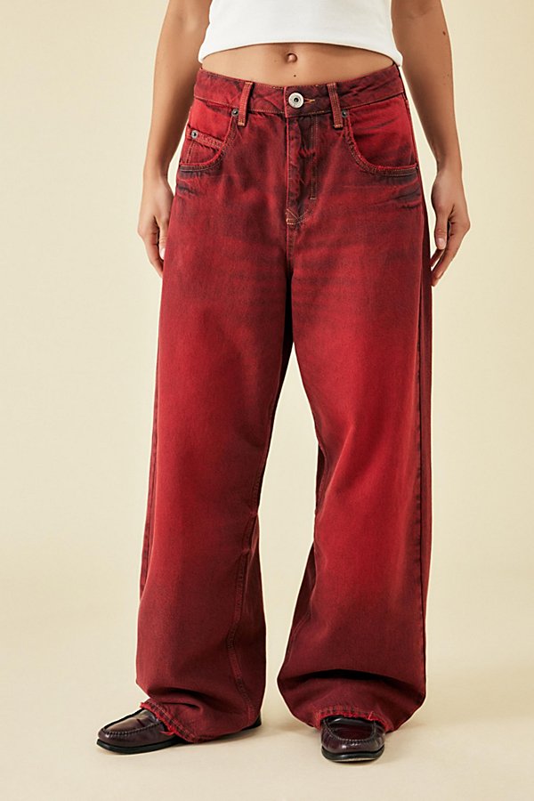 Bdg Check Applique Red Jaya Baggy Jean In Red At Urban Outfitters
