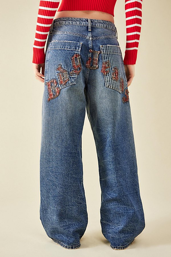 Bdg Check Applique Jaya Baggy Jean In Vintage Denim Medium At Urban Outfitters