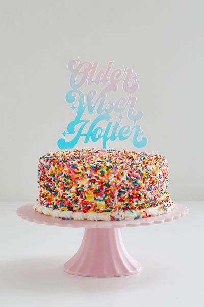 Xo, Fetti Older Wiser Hotter Cake Topper | Urban Outfitters