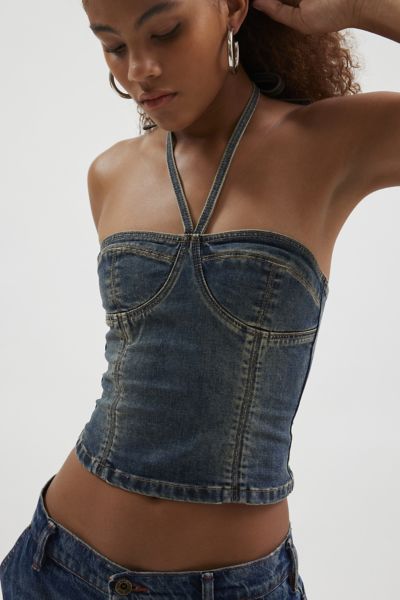 Abrand Lila Angel Denim Bustier Top