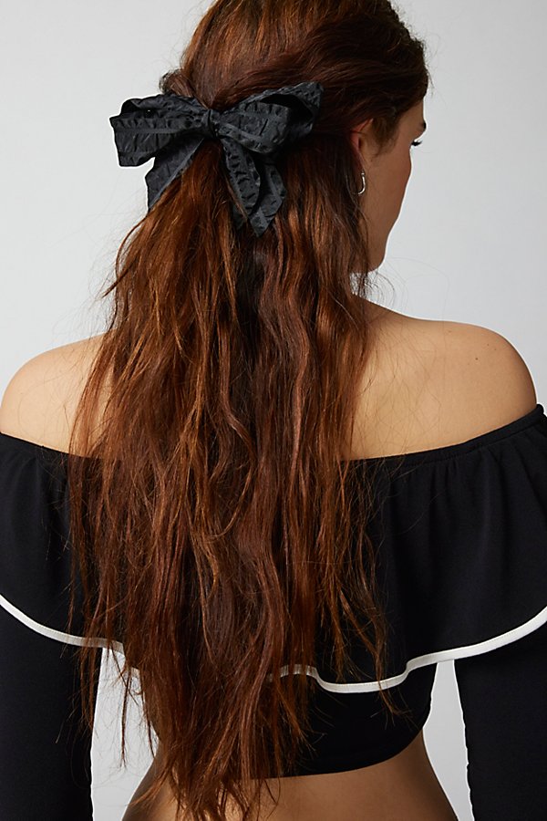 Urban Outfitters Lettuce Edge Medium Hair Bow Barrette In Black At