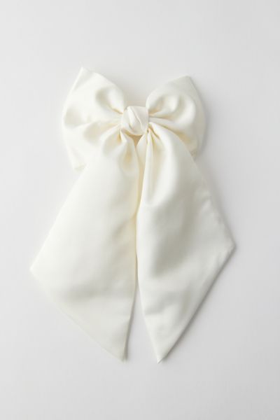 Urban Outfitters Jumbo Satin Hair Bow Barrette In Ivory At  In White