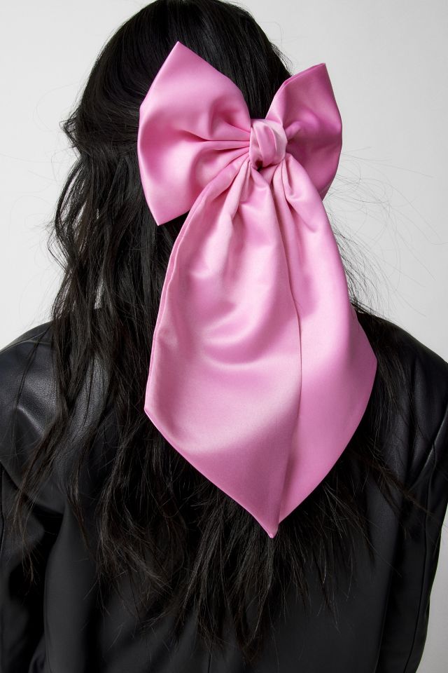 Hot Pink Satin Bow Barrette Hair Clip