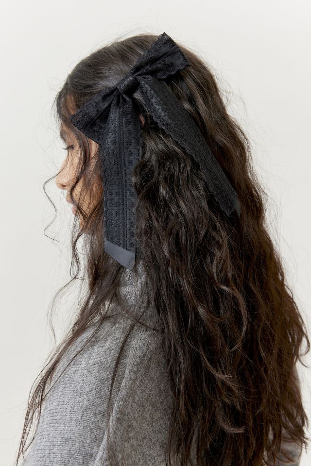 Dolly Satin Lace Hair Bow Barrette #3