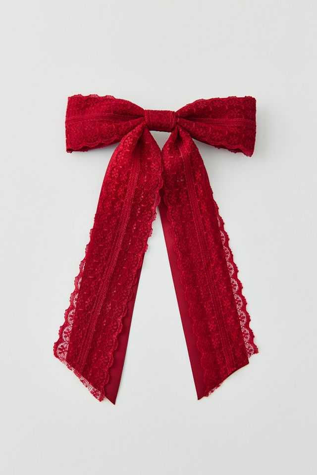 Dolly Satin Lace Hair Bow Barrette #1