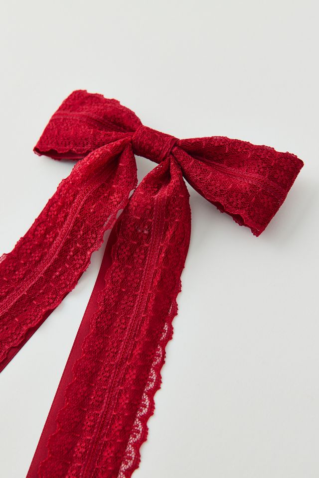 Dolly Satin Lace Hair Bow Barrette #2