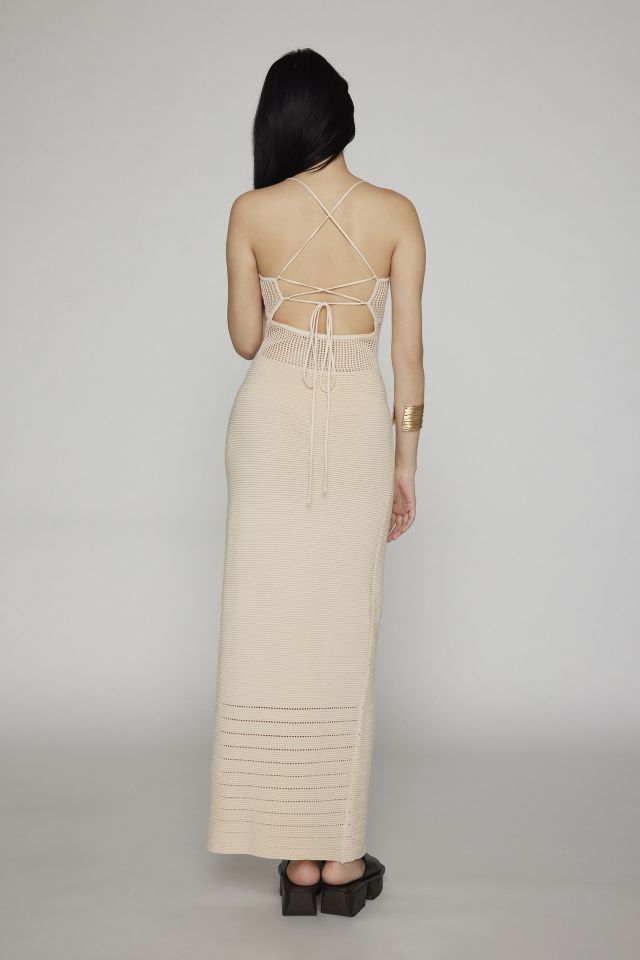 Another Girl Crochet Knit Lace-Up Maxi Dress #2