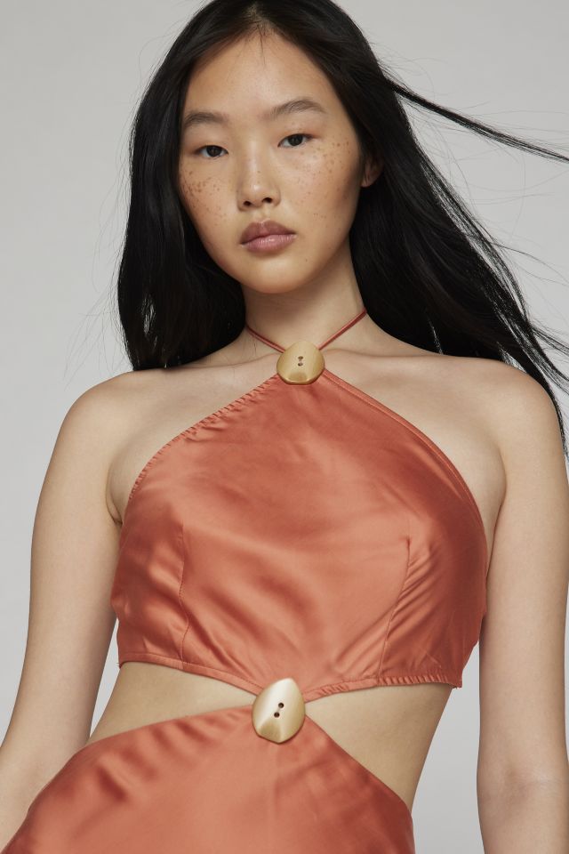 Another Girl Cutout Satin Halter Dress #1