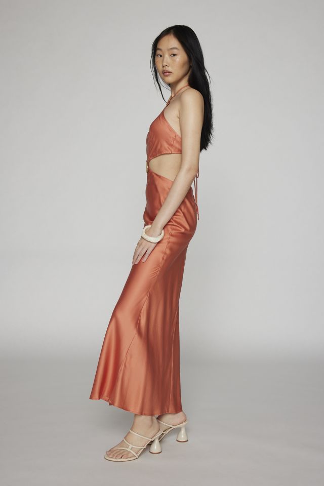 Another Girl Cutout Satin Halter Dress #2