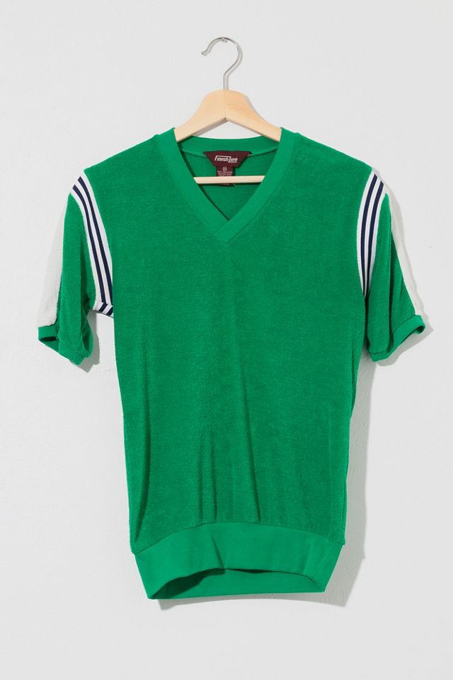 Vintage 1970s Green Terrycloth VNeck Sports TShirt Urban Outfitters