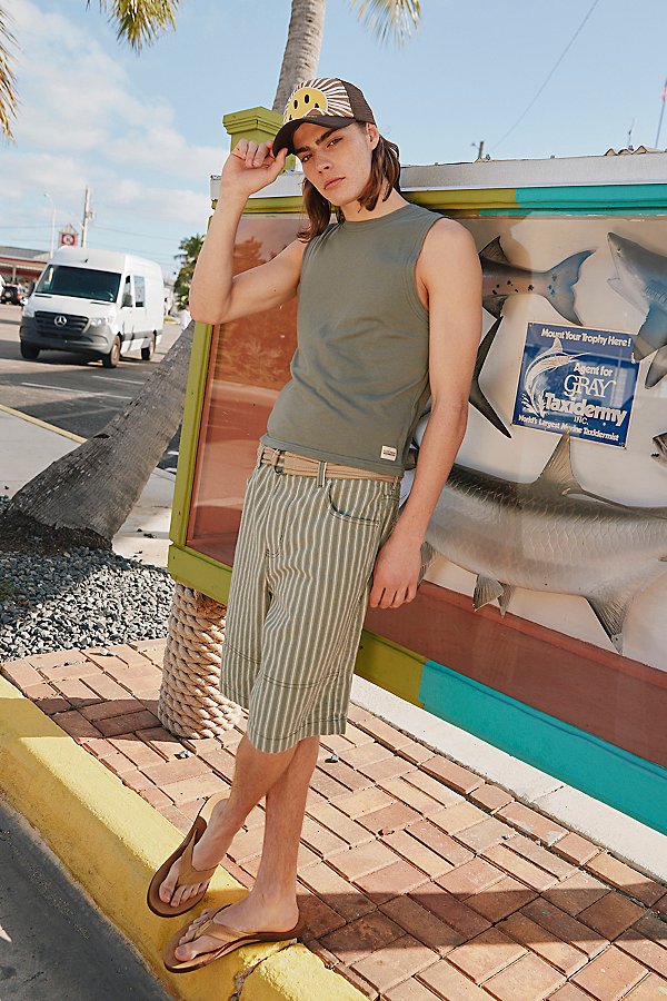 Shop Bdg Engineered Stripe Short In White, Men's At Urban Outfitters