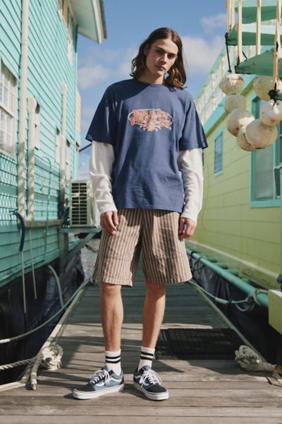 Bdg Engineered Stripe Short In Brown, Men's At Urban Outfitters