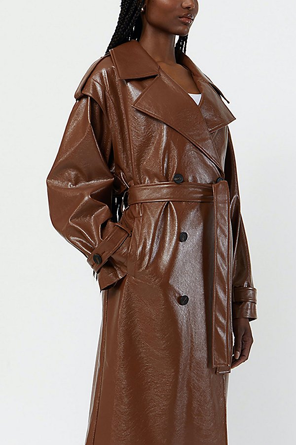 APPARIS APPARIS ISA CRINKLE TRENCH COAT JACKET IN CAMEL, WOMEN'S AT URBAN OUTFITTERS