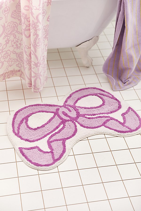 Urban Outfitters Twirly Bow Bath Mat In Lavender At  In Purple