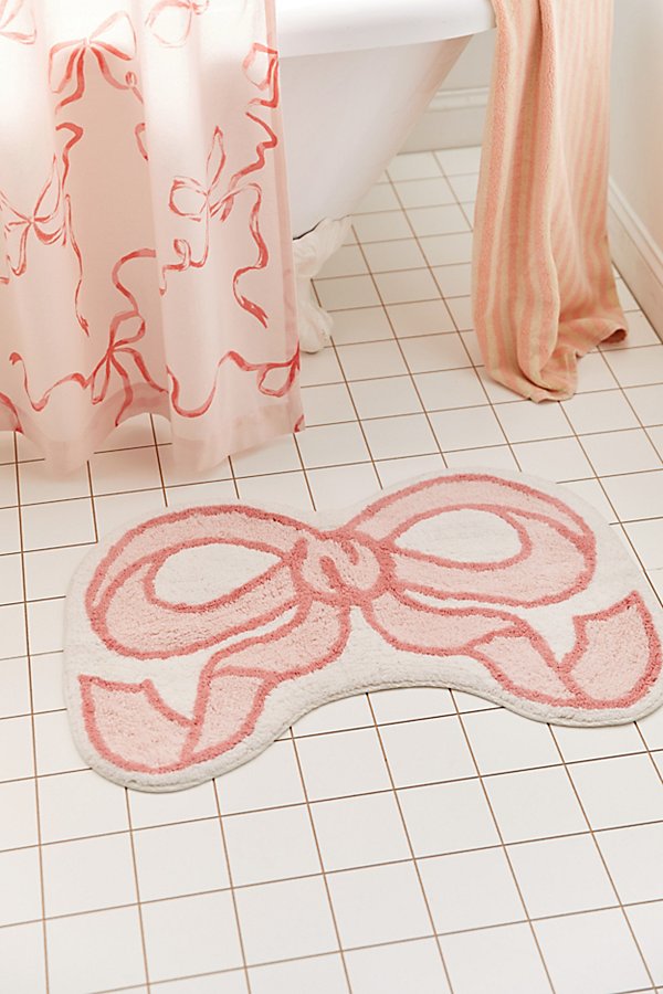 Urban Outfitters Twirly Bow Bath Mat In Ballet Slipper Pink At