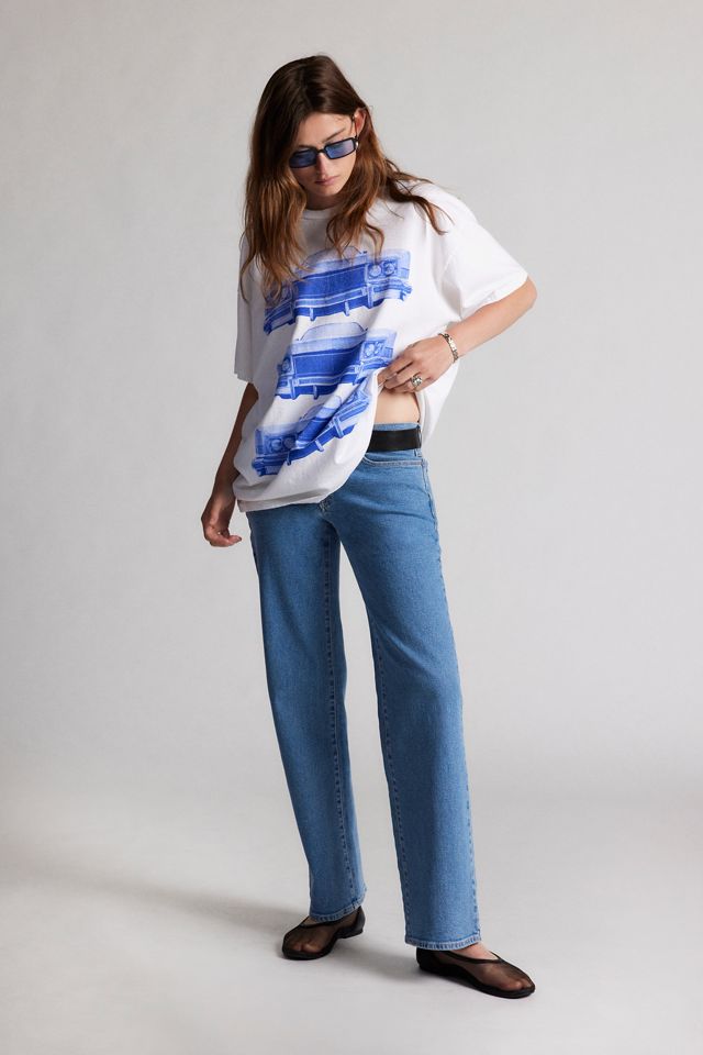Abrand 00 Wide Low Rise Jean Kaia Worn Blue