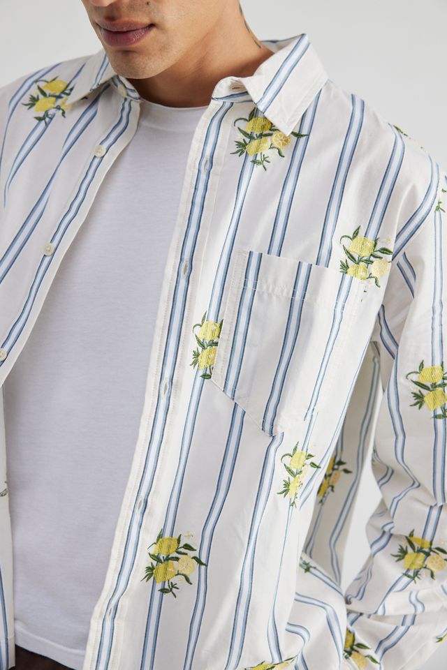 BDG Striped Embroidered Lemon Shirt | Urban Outfitters