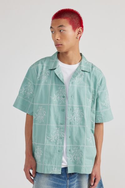 BDG Floral Windowpane Embroidered Shirt