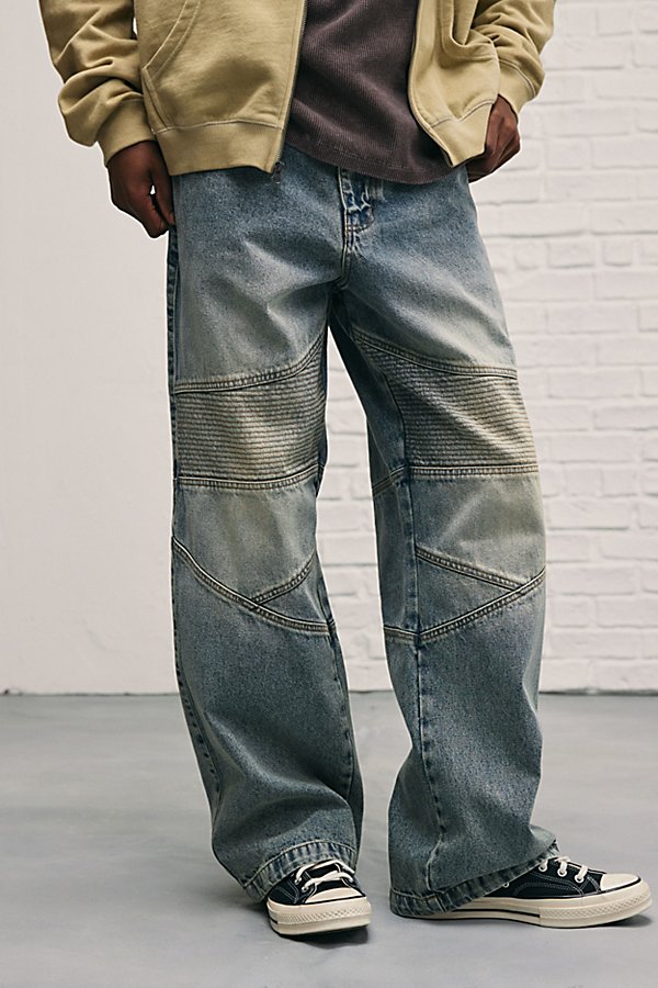 Bdg Nitro Baggy Moto Jean In Vintage Denim Light, Men's At Urban Outfitters