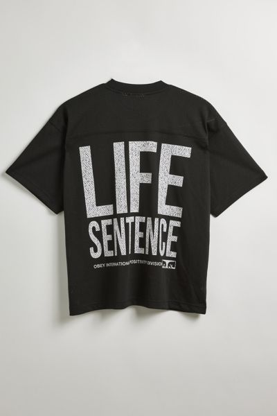 Shop Obey Uo Exclusive Life Sentence Mesh Tee In Black, Men's At Urban Outfitters