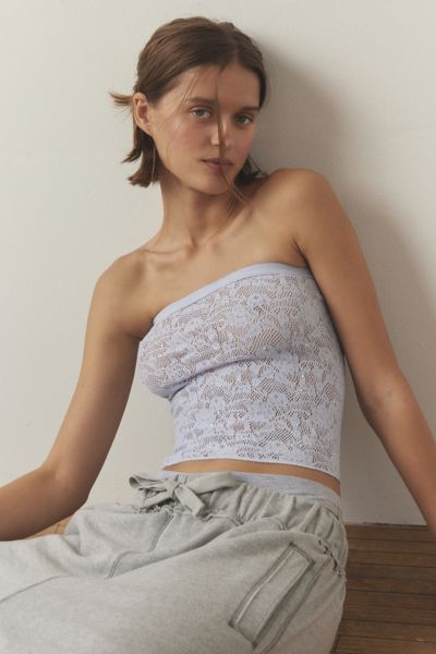 Out From Under Divine Sheer Lace Diamante Tube Top In Blue, Women's At Urban Outfitters