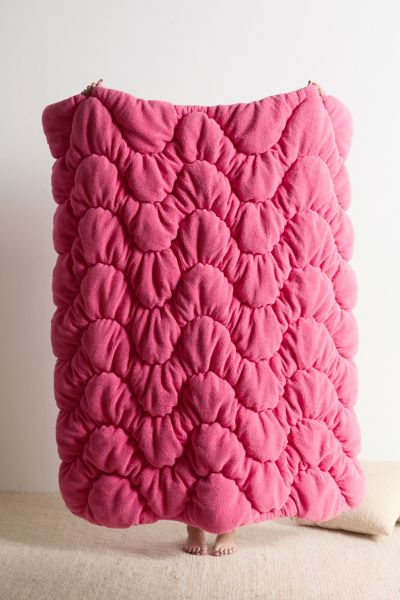 Urban Outfitters Gwendolyn Fleece Puffy Throw Blanket In Pink At