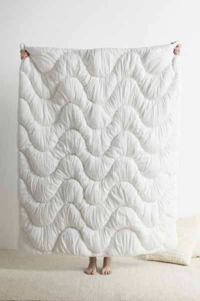 Urban Outfitters Gwendolyn Sateen Puffy Throw Blanket In Ivory At  In White