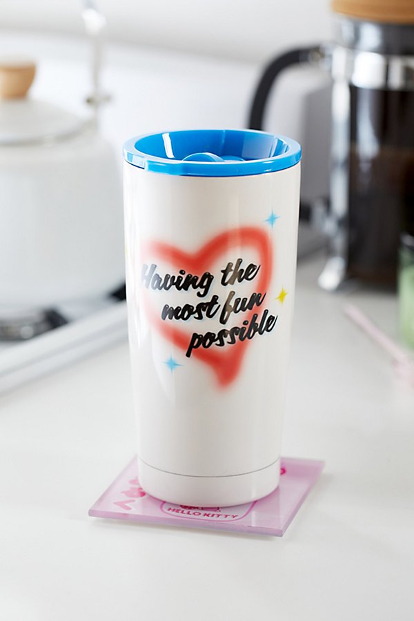 Shop Bando Ban. Do Most Fun Possible Stainless Steel Thermal Mug In White At Urban Outfitters