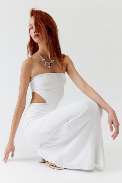 afrm livia knit cutout strapless maxi dress