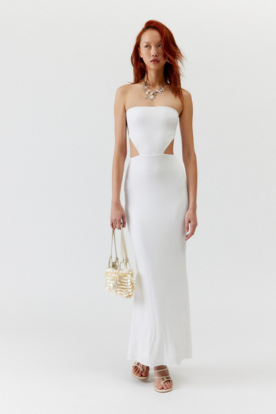 Robe mi-longue style corset sans bretelles | American Eagle