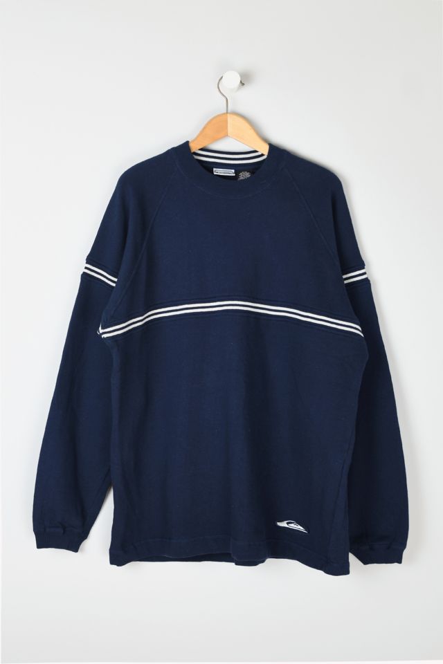 Vintage Y2k Quiksilver Navy Striped Sweatshirt | Urban