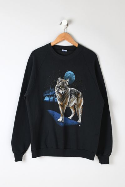 Vintage 90s Wolf & Blue Moon Graphic Sweatshirt | Urban Outfitters