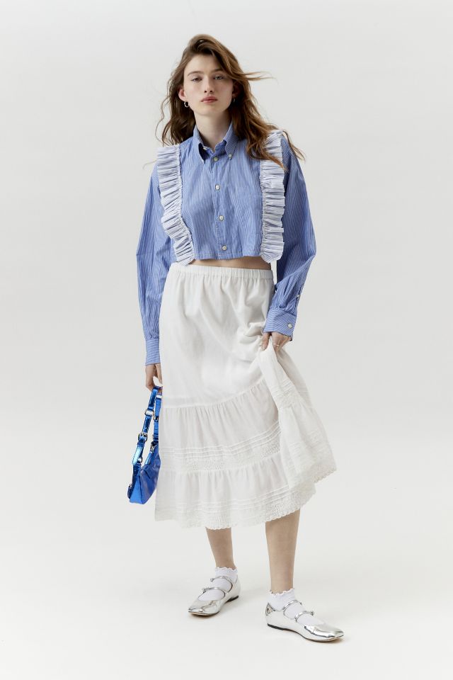 Urban Renewal Remade Raw Cropped Ruffle Front Shirt #2
