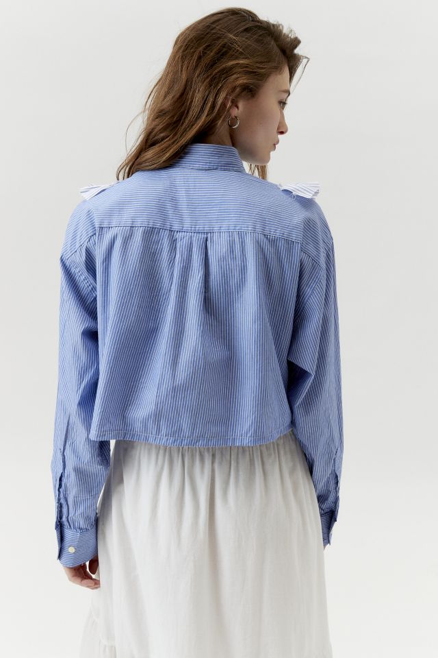 Urban Renewal Remade Raw Cropped Ruffle Front Shirt #3