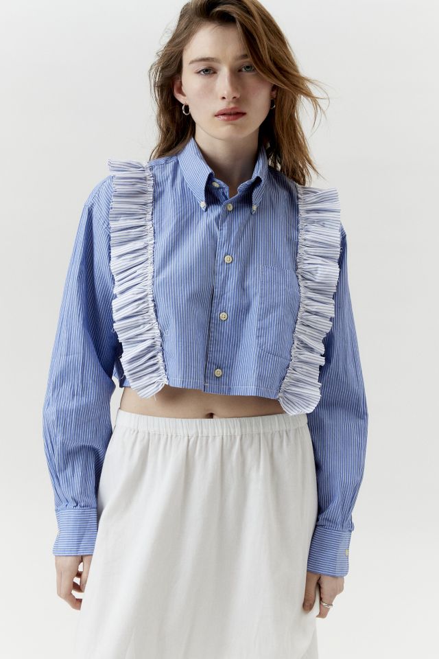 Urban Renewal Remade Raw Cropped Ruffle Front Shirt #4