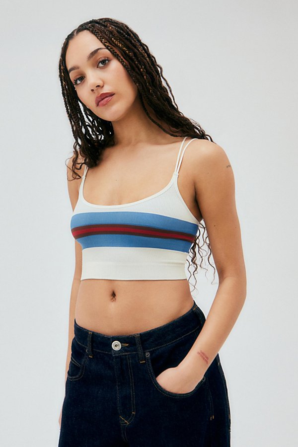 Out From Under Markie Stripe Print Seamless Ribbed Cami In Ivory At Urban Outfitters