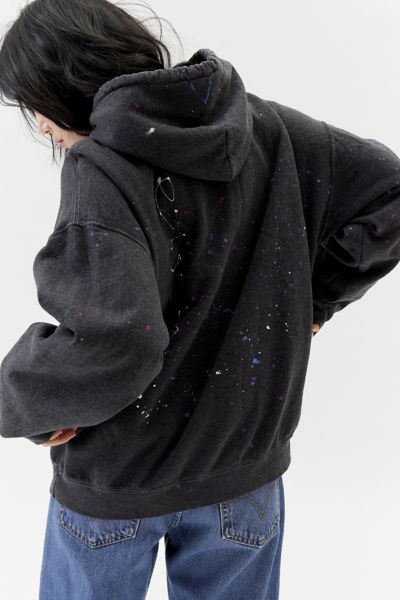 R13 paint-splatter distressed-effect hoodie - Black