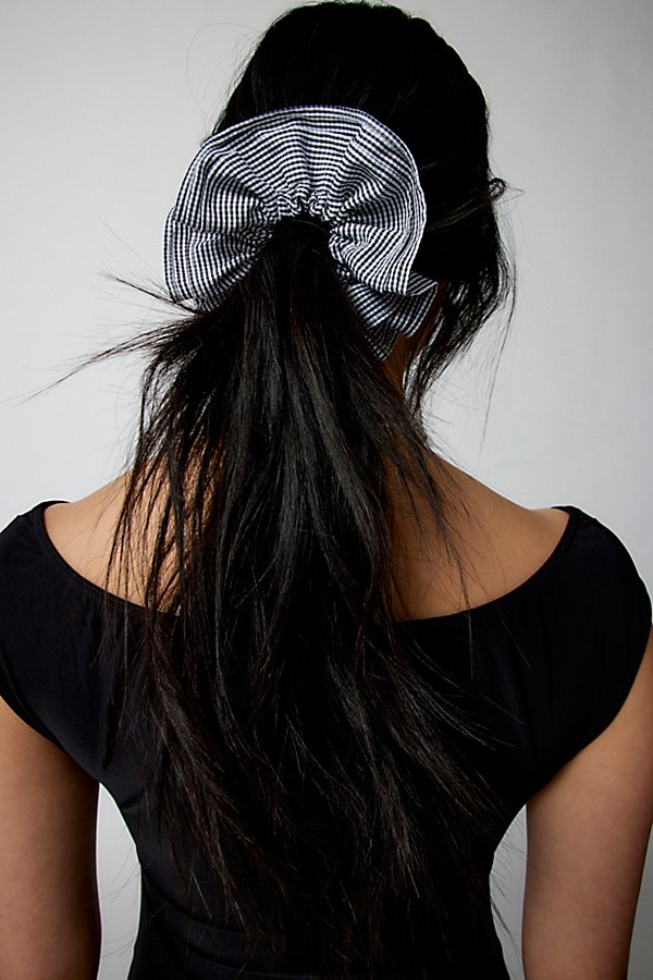 Urban Outfitters Gingham Ruffle Scrunchie In Black/white, Women's At
