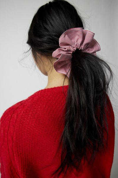 Urban Outfitters Gingham Ruffle Scrunchie In Red/white, Women's At