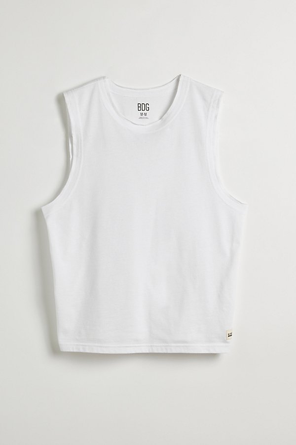 Bdg Austin Cutoff Muscle Tee In White, Men's At Urban Outfitters