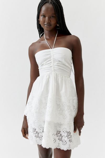 glamorous lace halter mini dress