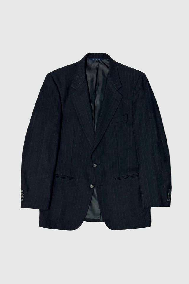 burberry vintage jacket suit テーラード スーツ Vintage 1980's Burberry USA Pinstripe Navy Suit Jacket | Urban