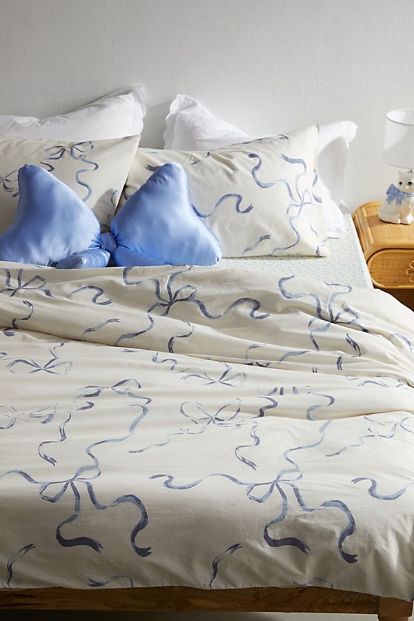 Urban Outfitters Painted Bows Duvet Set In Blue At  In White