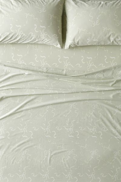 Urban Outfitters Painted Bows Sheet Set In Green At